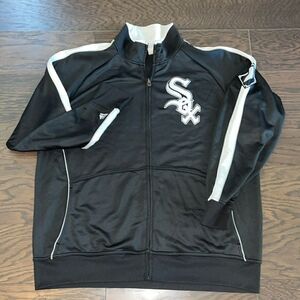Chicago White Sox Track warm up Jacket Long Sleeve Black White Full Zipper 2XL